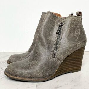 New! Lucky Brand Yesterr Gray Wedge Bootie 5.5 M